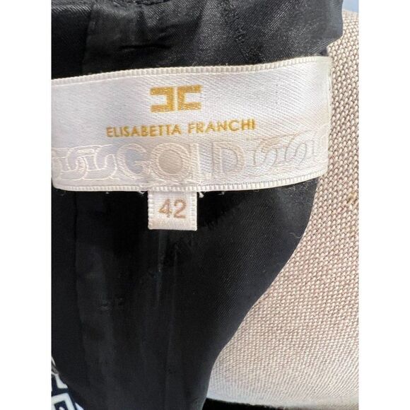 Elisabetta Franchi Gold Label Dress in Black & White Gold Chain Belt Size 4 - Picture 8 of 10